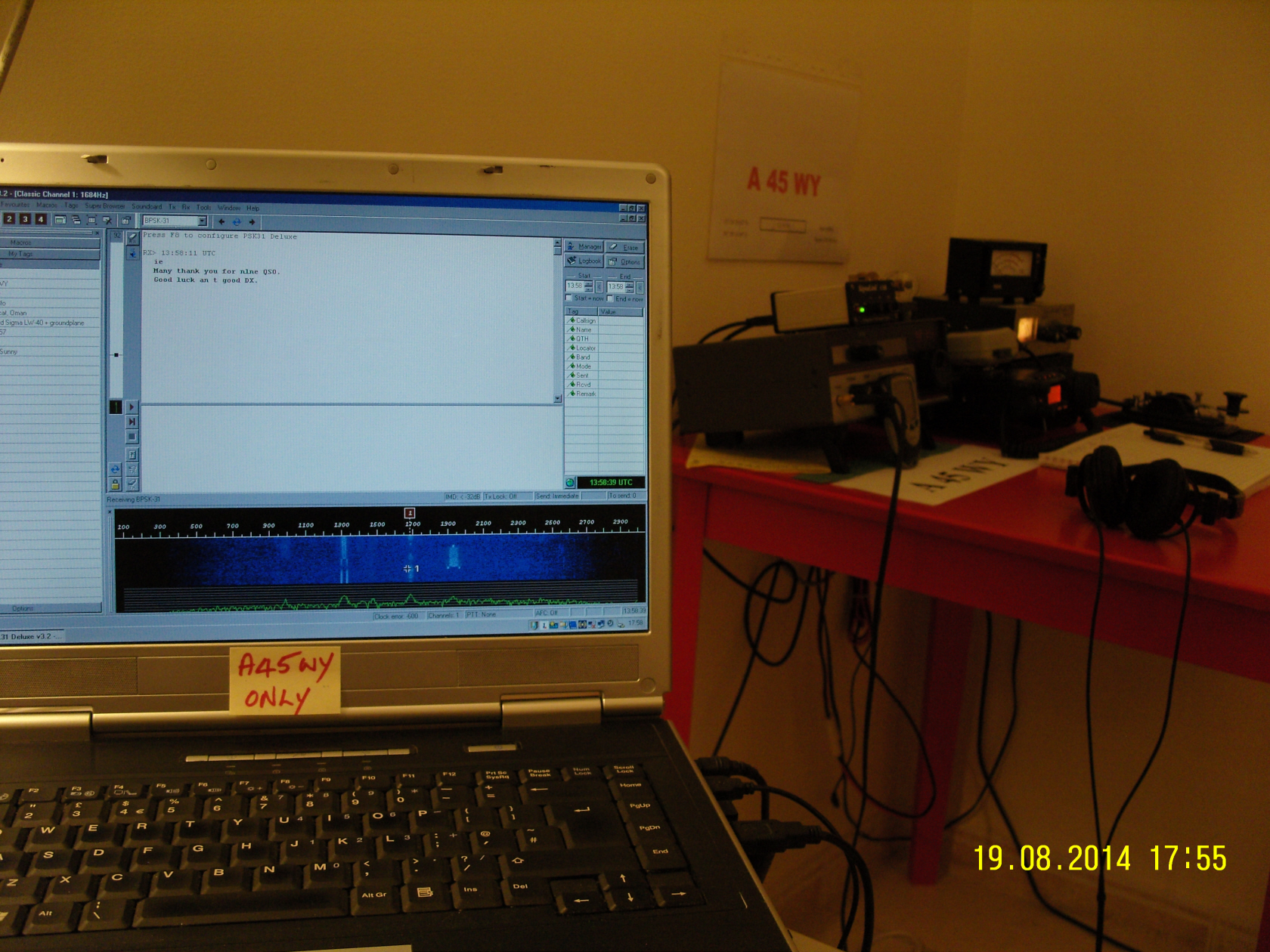 A45WY PSK-31 Operating Position(s)